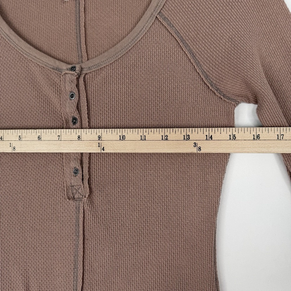 Free People Thermal Top Boho Cuff Detail Waffle Knit Long Sleeve Medium - Picture 8 of 14